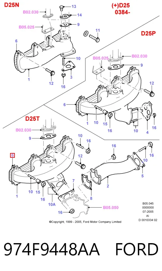 Прокладка коллектора 974F9448AA Ford