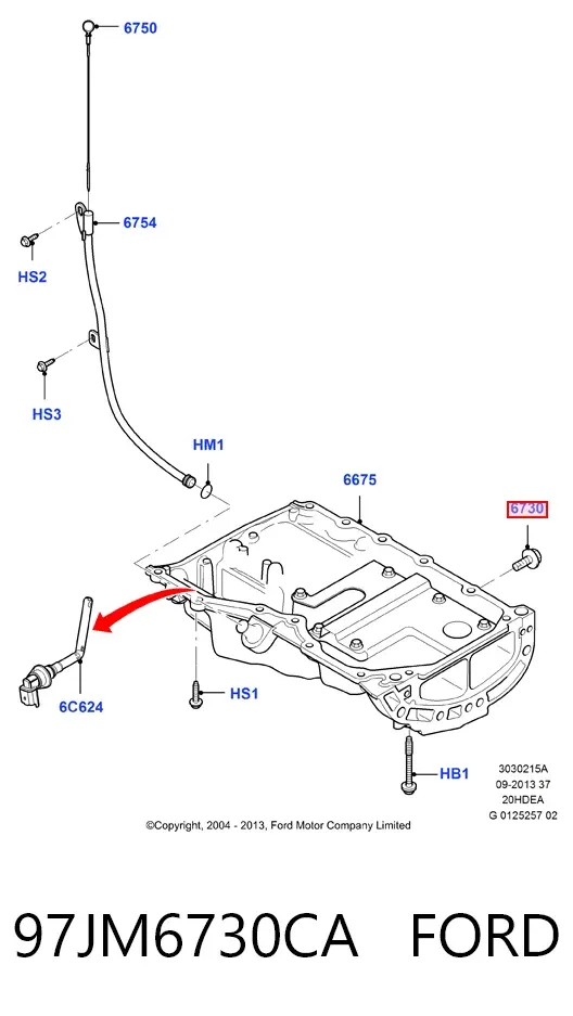 Пробка поддона двигателя 97JM6730CA Ford