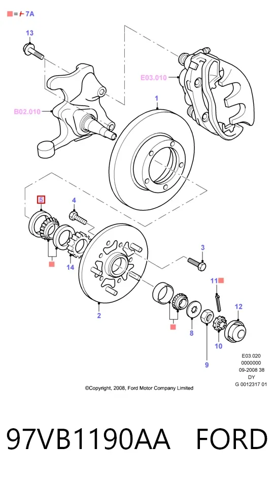 Сальник передней ступицы внешний 97VB1190AA Ford