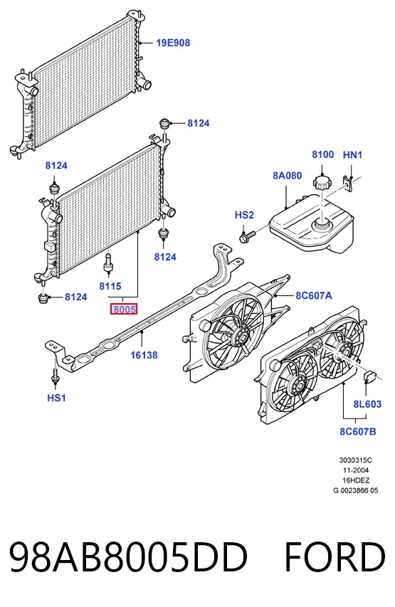 Радиатор 98AB8005DD Ford