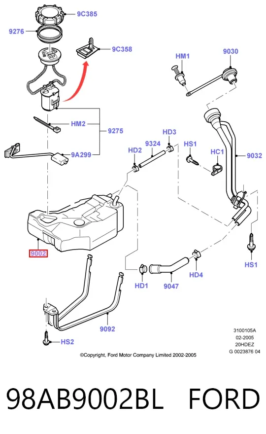 Бензобак 98AB9002BL Ford