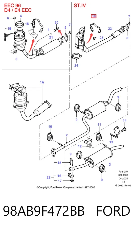 Лямбда зонд 98AB9F472BB Ford