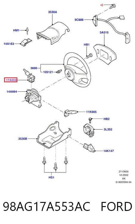 Правый подрулевой переключатель 98AG17A553AC Ford