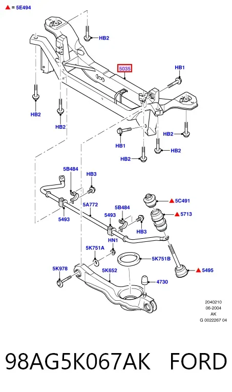 Подрамник задний 98AG5K067AK Ford