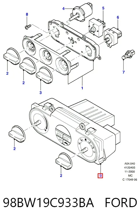 Блок управления кондиционером 98BW19C933BA Ford