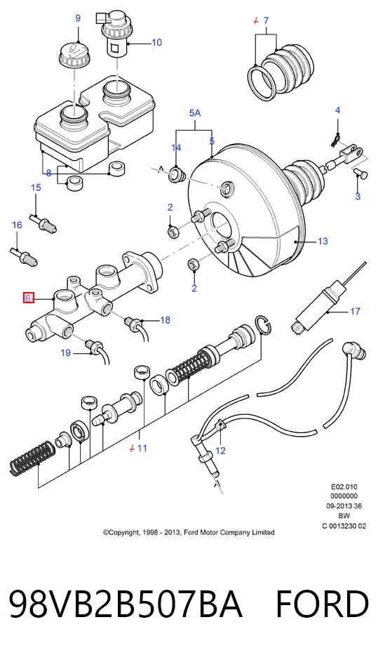 Главный тормозной цилиндр 98VB2B507BA Ford