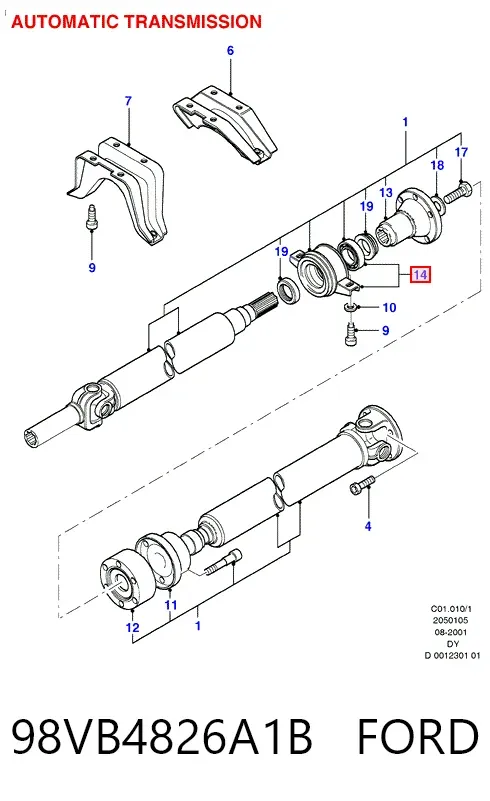 Подвесной подшипник карданного вала 98VB4826A1B Ford