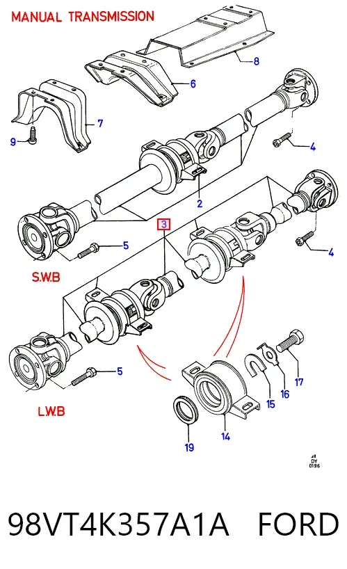 Кардан задний 98VT4K357A1A Ford