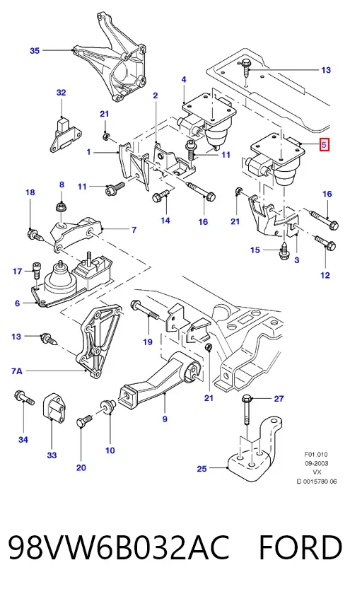 Левая подушка двигателя 98VW6B032AC Ford