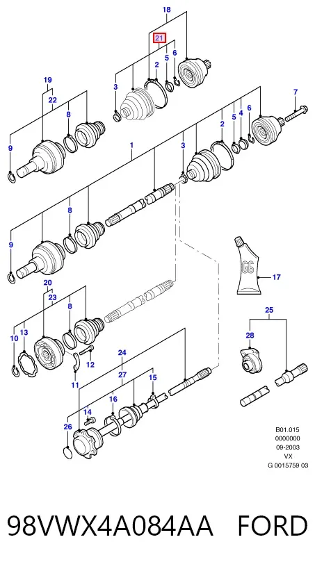 Пыльник ШРУСа наружный 98VWX4A084AA Ford