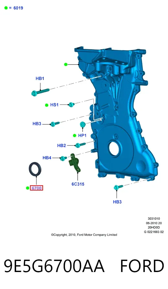 Сальник коленвала 9E5G6700AA Ford