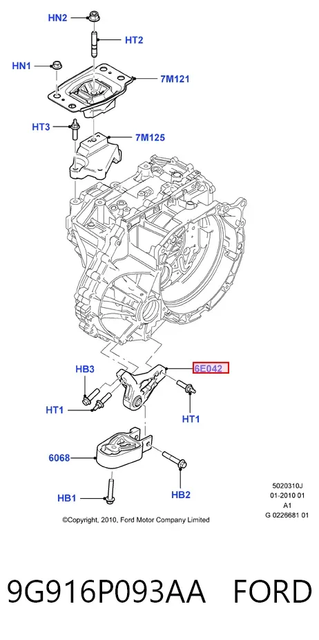 Левая/правая опора двигателя 9G916P093AA Ford