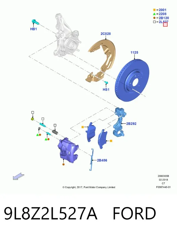 Ремкомплект переднего суппорта 9L8Z2L527A Ford