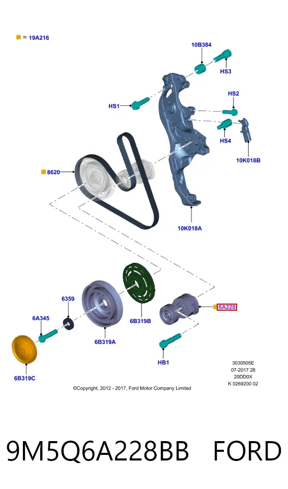 Натяжитель приводного ремня 9M5Q6A228BB Ford