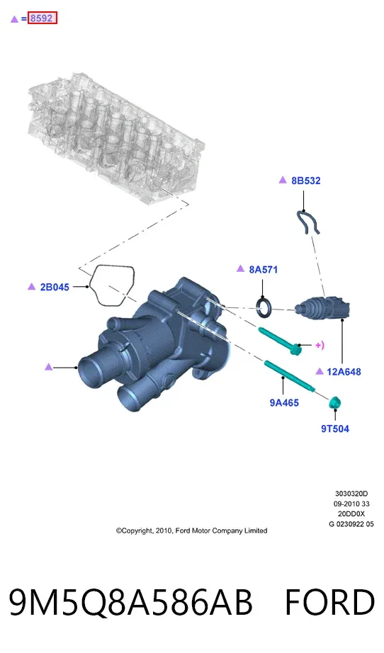 Термостат 9M5Q8A586AB Ford