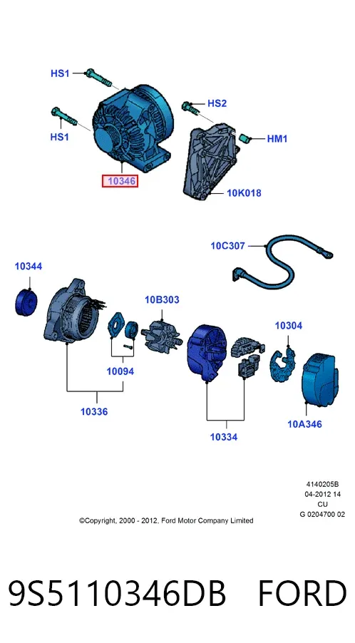 Генератор 9S5110346DB Ford