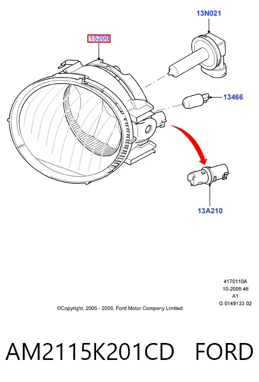 Фара противотуманная правая AM2115K201CD Ford