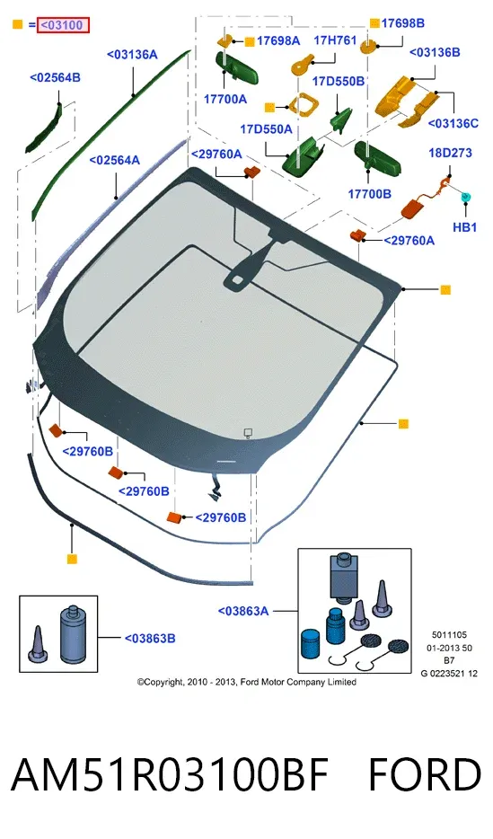 Лобовое стекло AM51R03100BF Ford