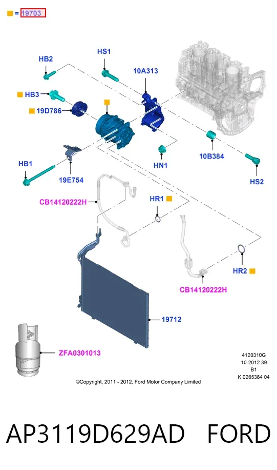 Компрессор кондиционера AP3119D629AD Ford