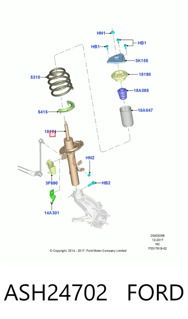 Амортизатор передний правый ASH24702 Ford