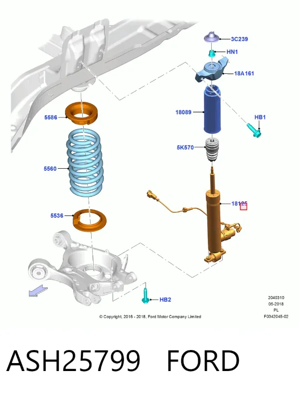 Амортизатор задний левый ASH25799 Ford