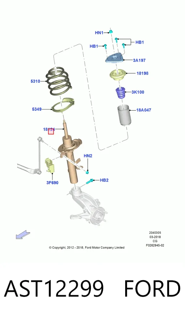 Амортизатор передний левый AST12299 Ford