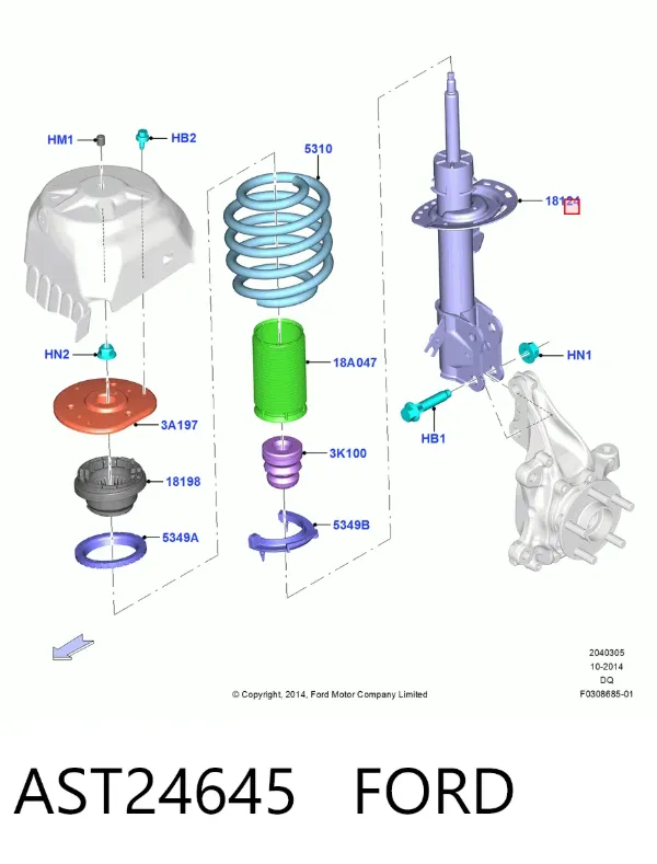Амортизатор передний левый AST24645 Ford