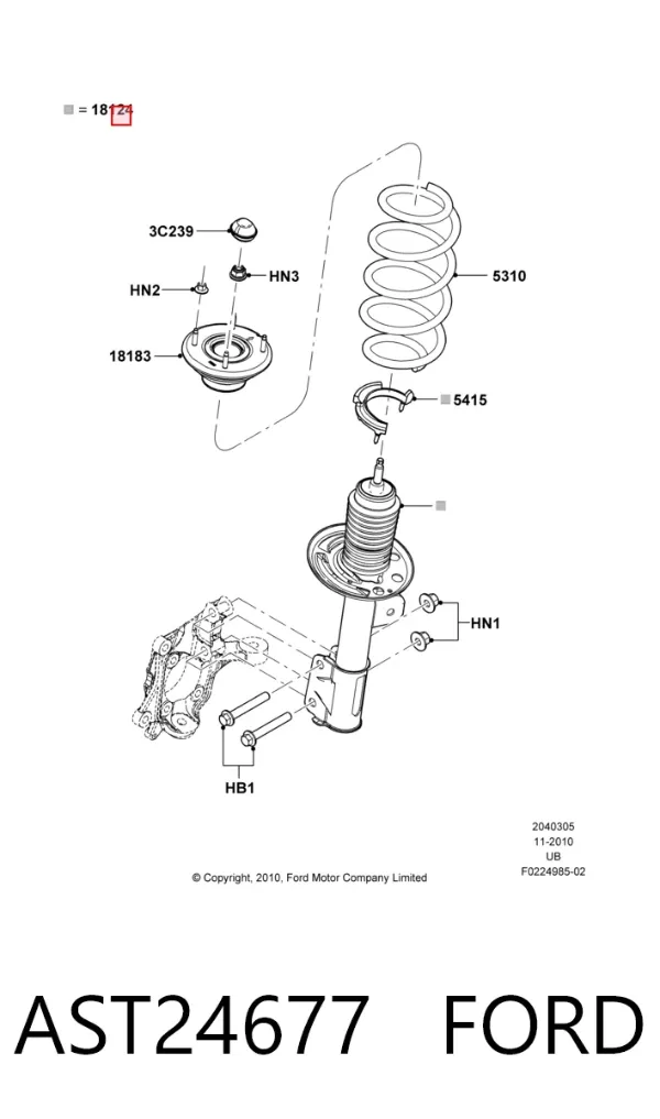 Амортизатор передний правый AST24677 Ford