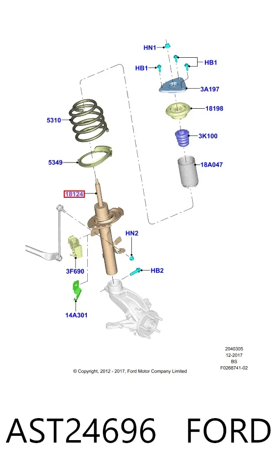 Амортизатор передний правый AST24696 Ford
