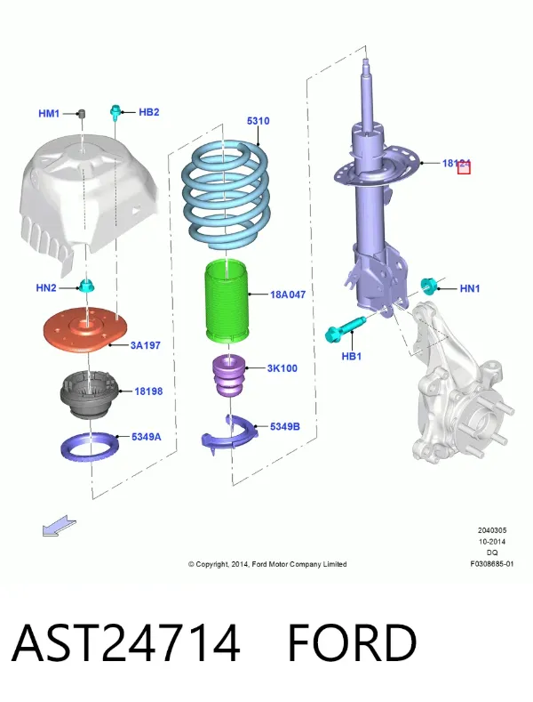 Амортизатор передний правый AST24714 Ford