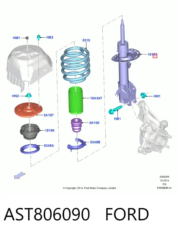 Амортизатор передний правый AST806090 Ford