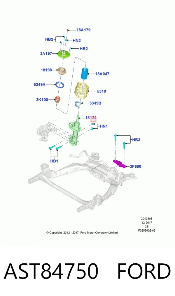 Амортизатор передний правый AST84750 Ford