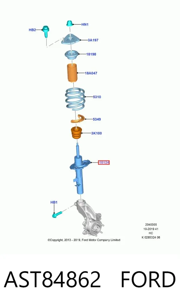 Амортизатор передний правый AST84862 Ford