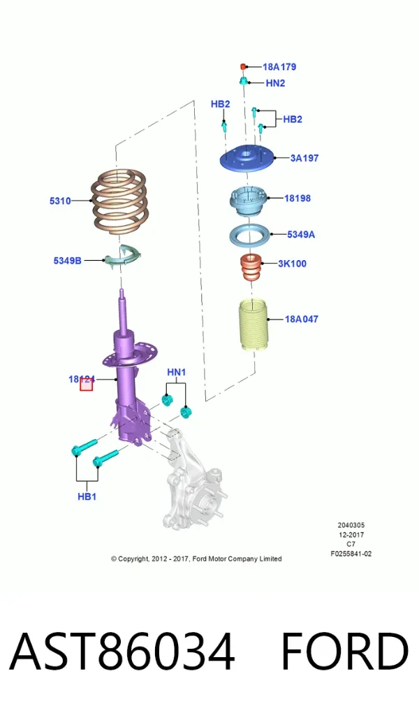 Амортизатор передний левый AST86034 Ford