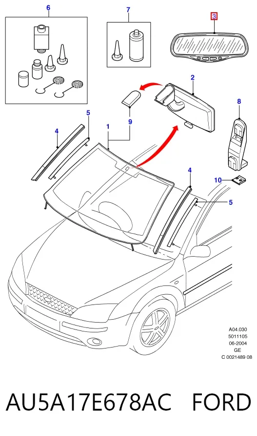 Зеркало заднего вида AU5A17E678AC Ford