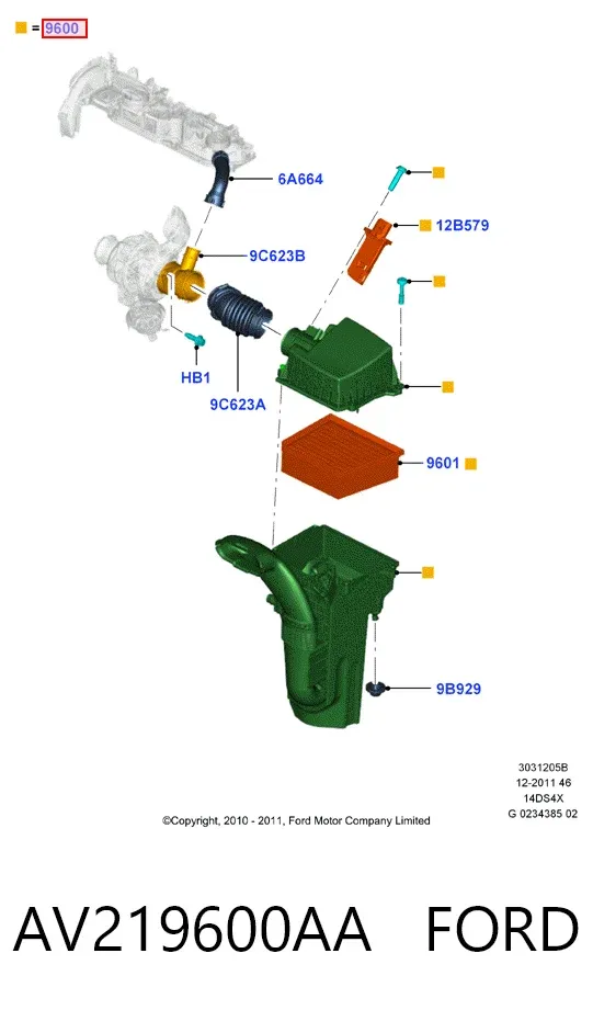 Корпус фильтра AV219600AA Ford
