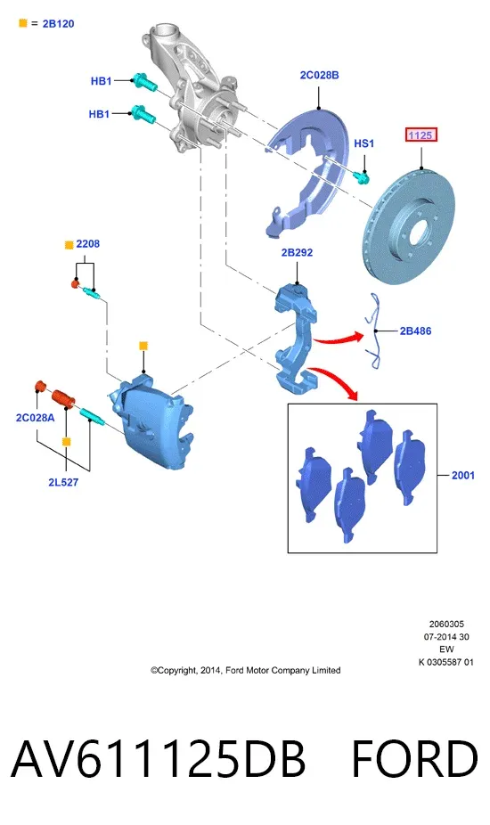 Передние тормозные диски AV611125DB Ford