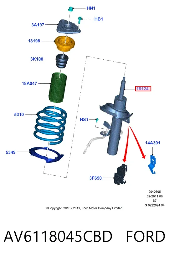 Амортизатор передний AV6118045CBD Ford