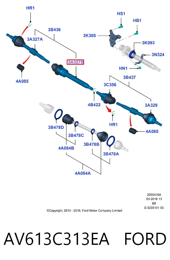 ШРУС внутренний правый AV613C313EA Ford