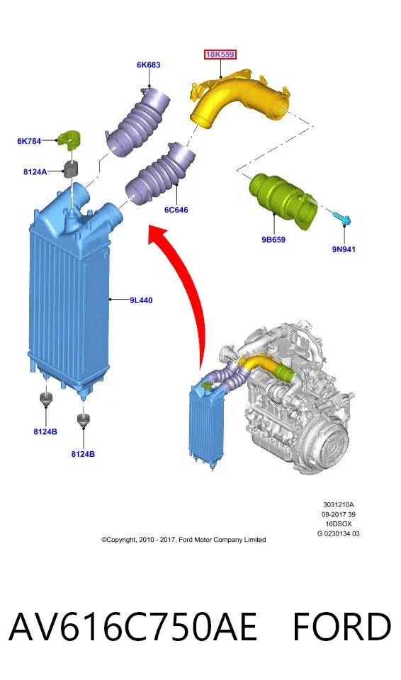 Патрубок интеркулера AV616C750AE Ford