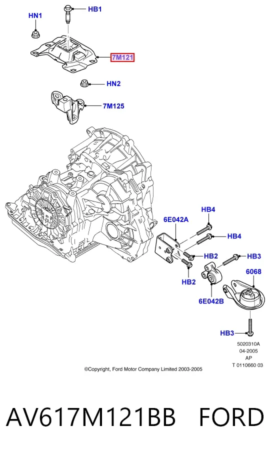 Подушка (опора) двигателя левая верхняя AV617M121BB Ford