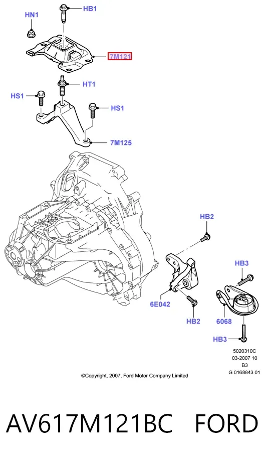 Подушка (опора) двигателя левая верхняя AV617M121BC Ford