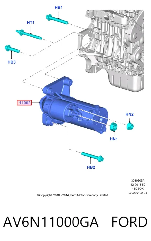 Стартер AV6N11000GA Ford