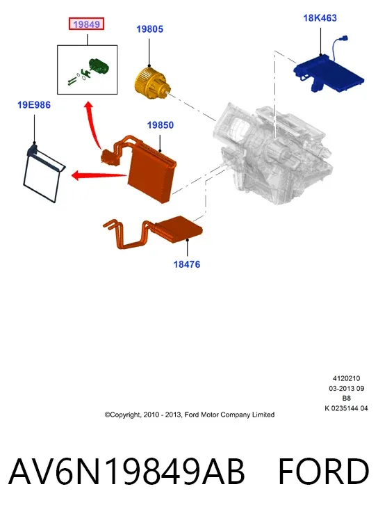 Клапан TRV кондиционера AV6N19849AB Ford