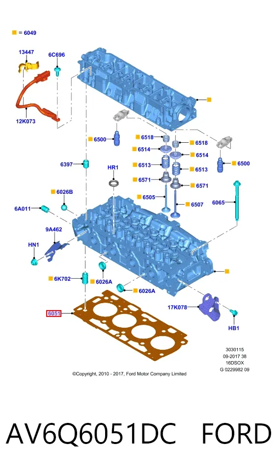 Прокладка ГБЦ AV6Q6051DC Ford