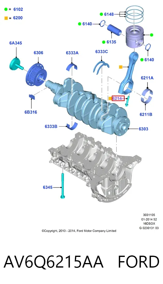 Болт шатуна AV6Q6215AA Ford