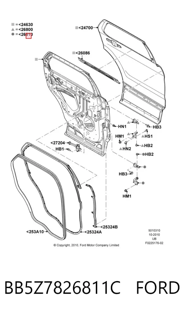 Петля двери задней левой BB5Z7826811C Ford
