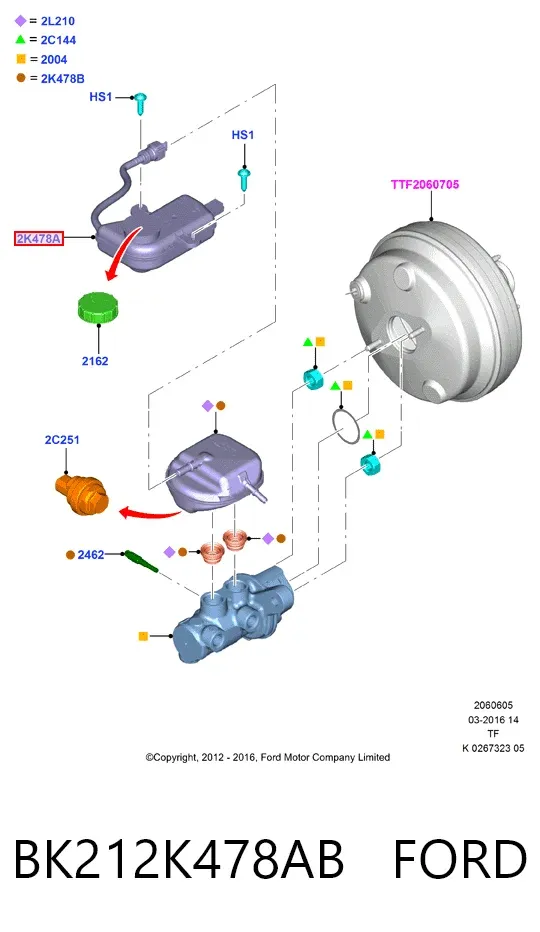 Бачок тормозной BK212K478AB Ford