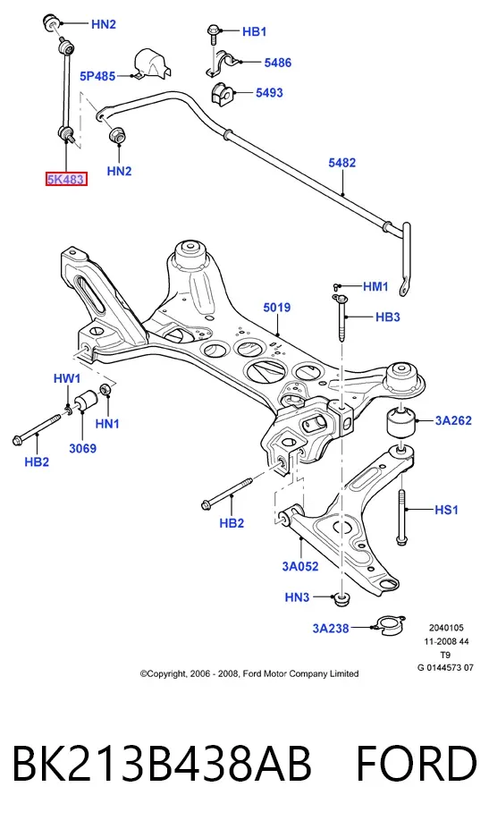 Стойка переднего стабилизатора BK213B438AB Ford