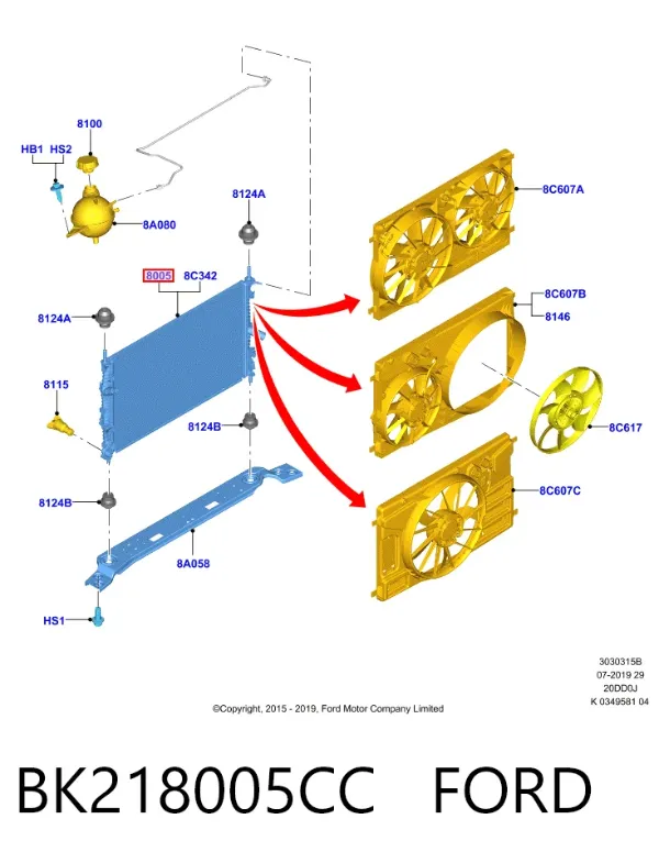 Радиатор BK218005CC Ford